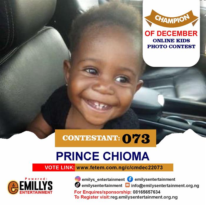 Vote Prince Chioma in Champion of the month December Voting Contest @ Fetem.com.ng