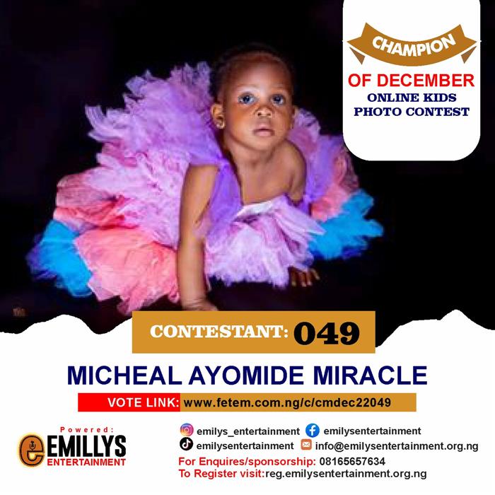 Vote Micheal	Ayomide Miracle in Champion of the month December Voting Contest @ Fetem.com.ng