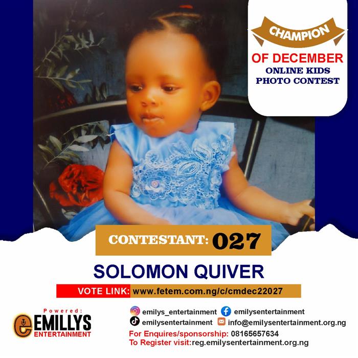 Vote Solomon Quiver in Champion of the month December Voting Contest @ Fetem.com.ng