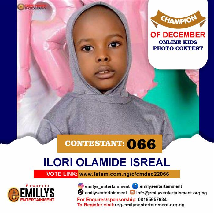 Vote Ilori	Olamide Isreal in Champion of the month December Voting Contest @ Fetem.com.ng