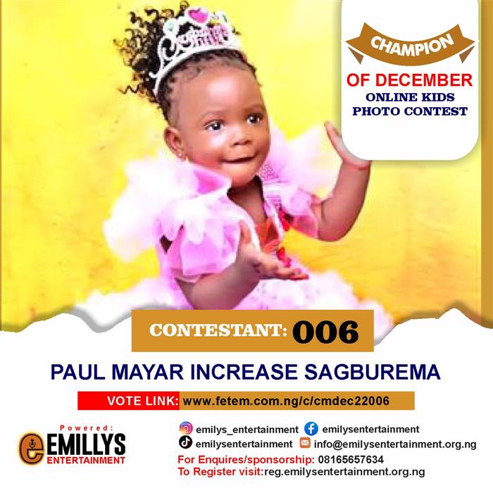 Vote Paul Mayar Increase	Sagburema in Champion of the month December Voting Contest @ Fetem.com.ng