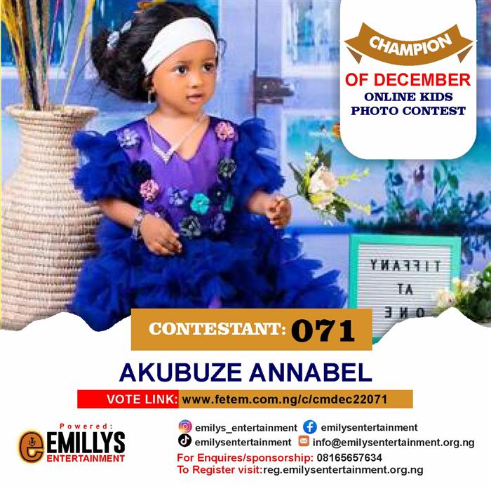 Vote Akubueze Annabel in Champion of the month December Voting Contest @ Fetem.com.ng