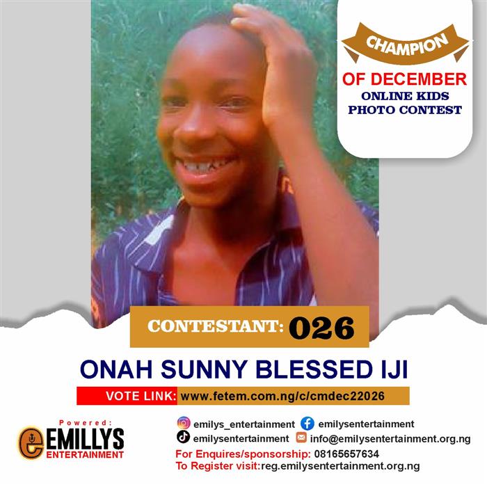 Vote Onah	Sunny Blessed Iji in Champion of the month December Voting Contest @ Fetem.com.ng