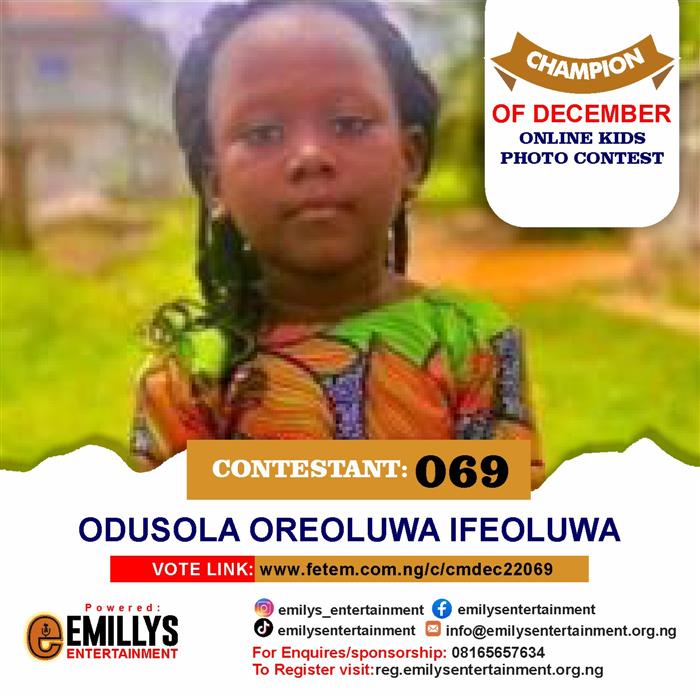 Vote Odusola	Oreoluwa Ifeoluwa in Champion of the month December Voting Contest @ Fetem.com.ng