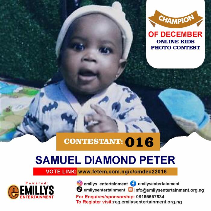 Vote Samuel	Diamond Peter in Champion of the month December Voting Contest @ Fetem.com.ng