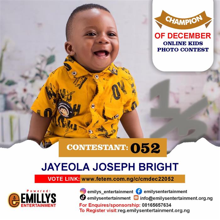 Vote Jayeola	Joseph Bright in Champion of the month December Voting Contest @ Fetem.com.ng