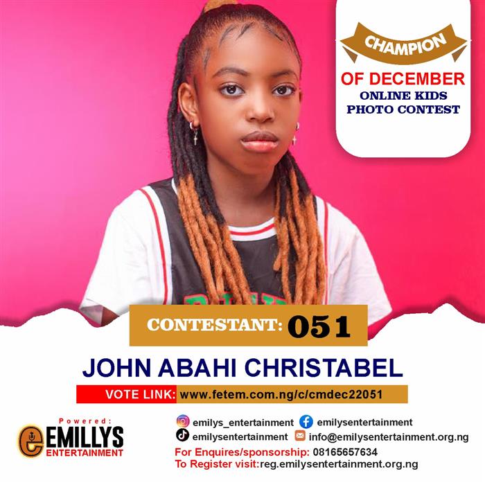 Vote John	Abahi Christabel in Champion of the month December Voting Contest @ Fetem.com.ng