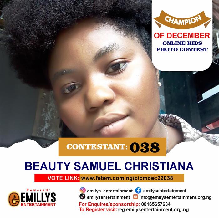 Vote Beauty	Samuel Christiana in Champion of the month December Voting Contest @ Fetem.com.ng