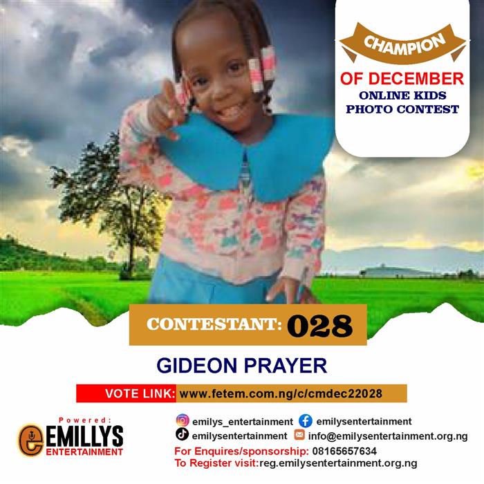 Vote Gideon Prayer in Champion of the month December Voting Contest @ Fetem.com.ng