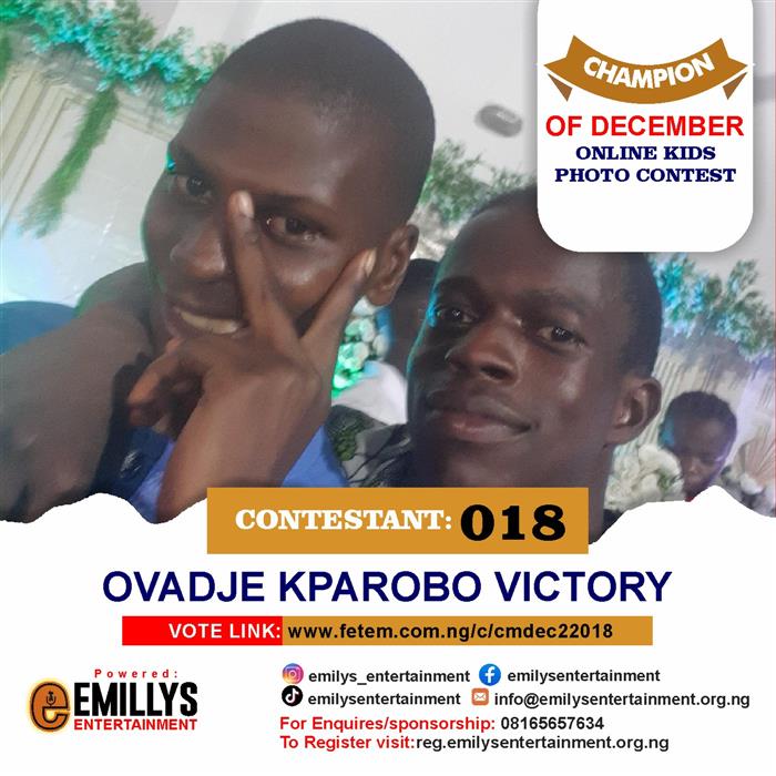 Vote Ovadje Kparobo	Victory in Champion of the month December Voting Contest @ Fetem.com.ng