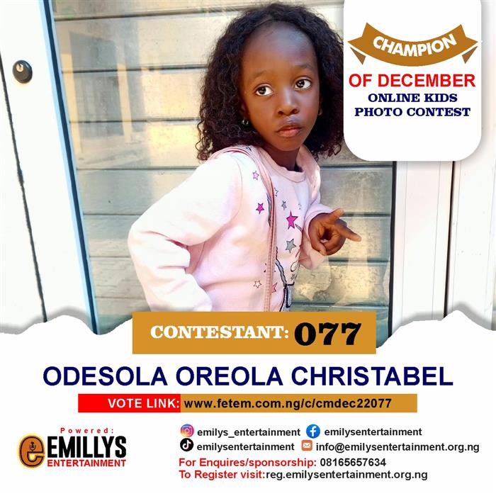 Vote Odesola	Oreoluwa Christabel in Champion of the month December Voting Contest @ Fetem.com.ng