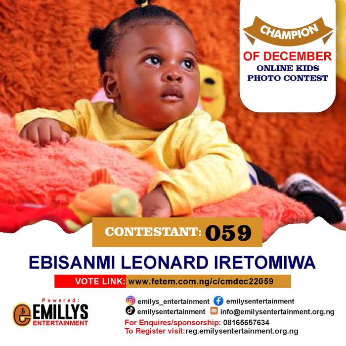 Vote Ebisanmi Leonard	Iretomiwa in Champion of the month December Voting Contest @ Fetem.com.ng