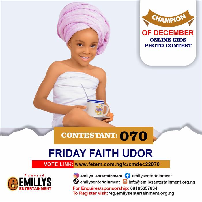 Vote Friday	Faith Udor in Champion of the month December Voting Contest @ Fetem.com.ng