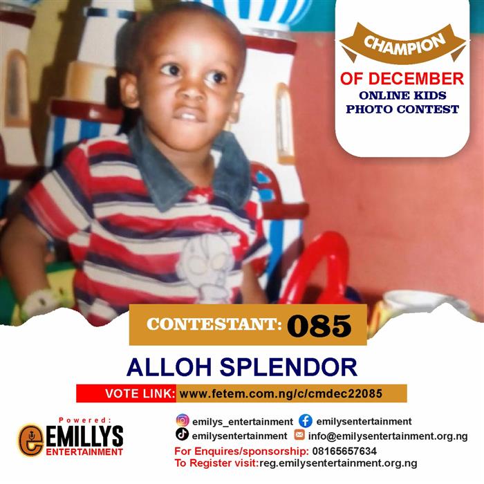 Vote Alloh Splendor in Champion of the month December Voting Contest @ Fetem.com.ng