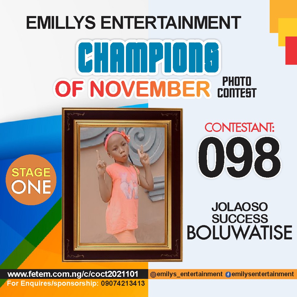 Vote JOLAOSO	SUCCESS BOLUWATISE in CHAMPION OF NOVEMBER Voting Contest @ Fetem.com.ng