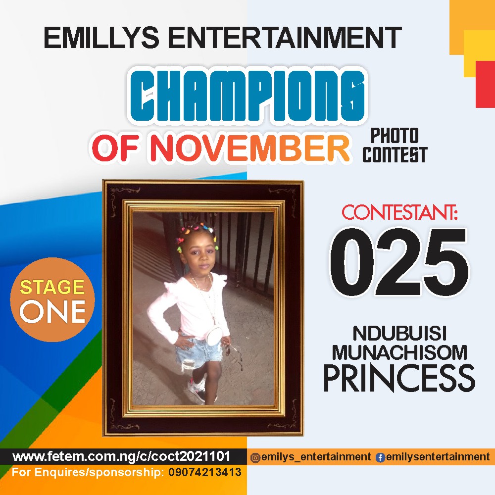 Vote NDUBUISI	MUNACHISOM PRINCESS in CHAMPION OF NOVEMBER Voting Contest @ Fetem.com.ng