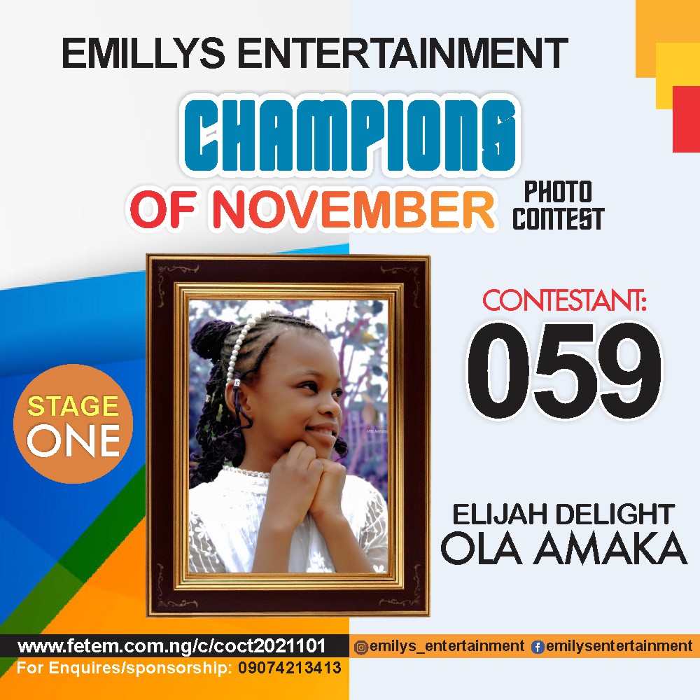 Vote ELIJAH	DELIGHT OLA AMAKA in CHAMPION OF NOVEMBER Voting Contest @ Fetem.com.ng