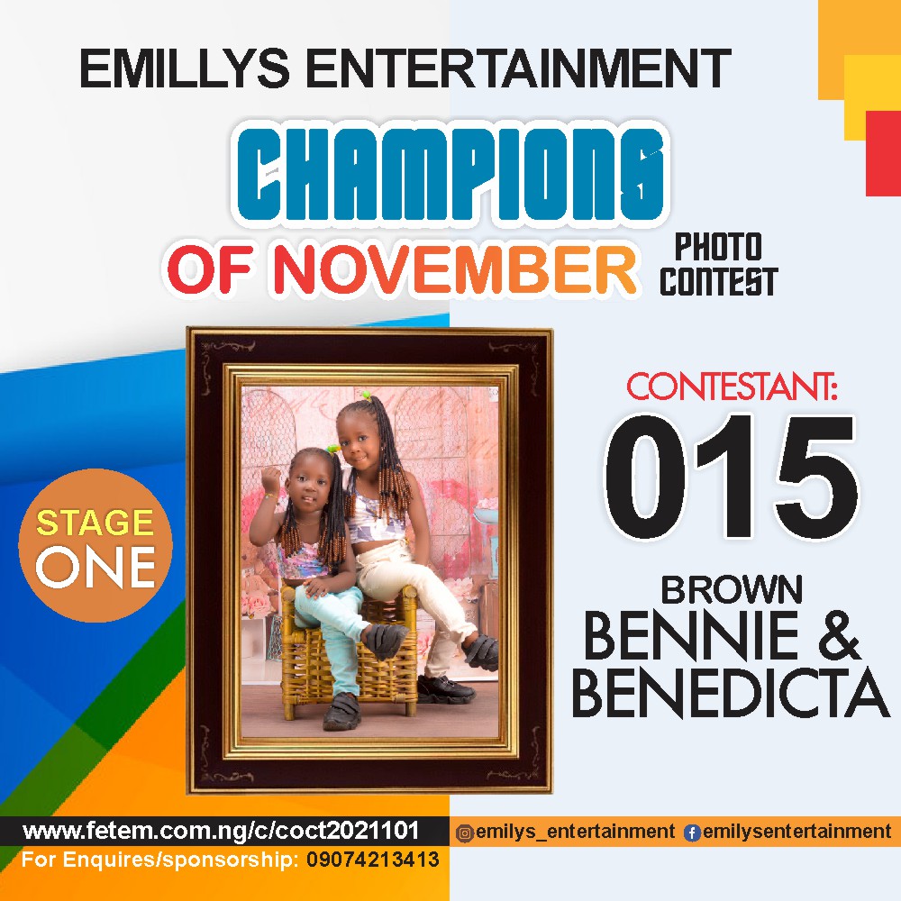 Vote BROWN BENNIE & BENEDICTA in CHAMPION OF NOVEMBER Voting Contest @ Fetem.com.ng