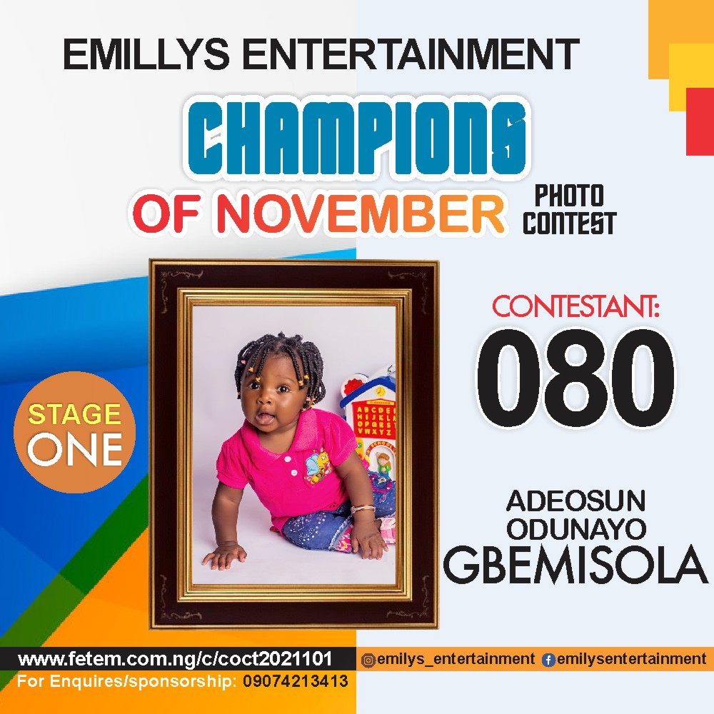 Vote ADEOSUN	ODUNAYO GBEMISOLA in CHAMPION OF NOVEMBER Voting Contest @ Fetem.com.ng