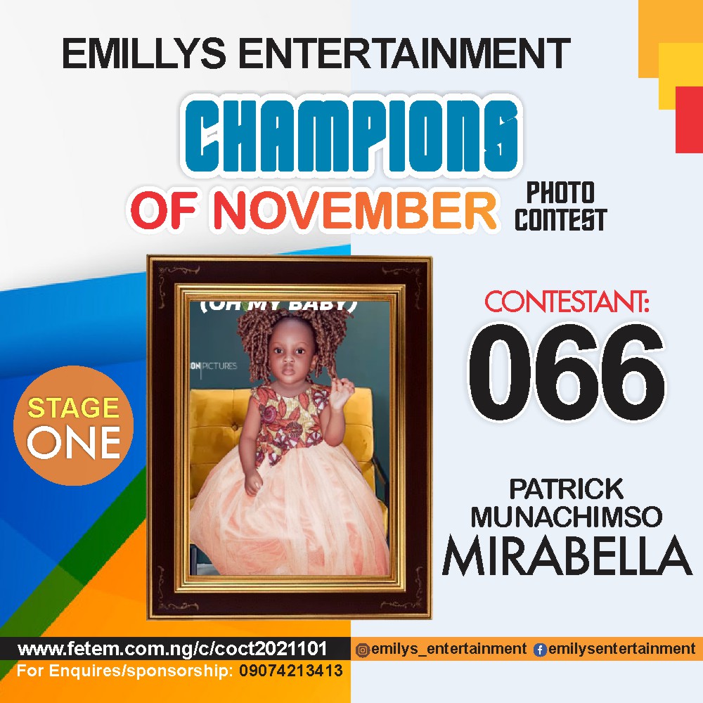 Vote PATRICK	MUNACHIMSO MIRABELLA in CHAMPION OF NOVEMBER Voting Contest @ Fetem.com.ng