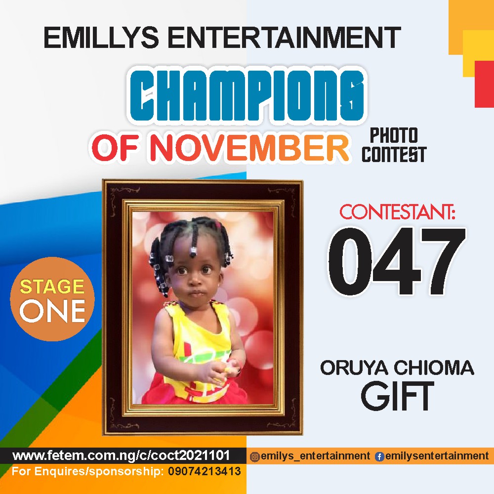 Vote ORUYA CHIOMA	GIFT in CHAMPION OF NOVEMBER Voting Contest @ Fetem.com.ng