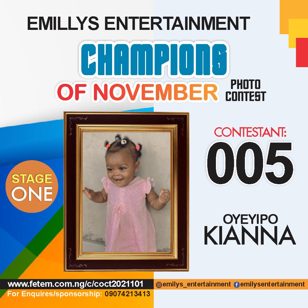 Vote OYEYIPO KIANNA in CHAMPION OF NOVEMBER Voting Contest @ Fetem.com.ng