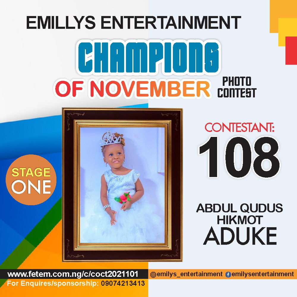 Vote ABDUL QUDUS HIKMOT	ADUKE in CHAMPION OF NOVEMBER Voting Contest @ Fetem.com.ng