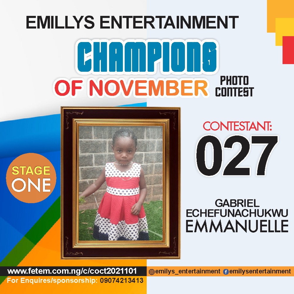 Vote GABRIEL	ECHEFUNACHUKWU EMMANUELLE in CHAMPION OF NOVEMBER Voting Contest @ Fetem.com.ng