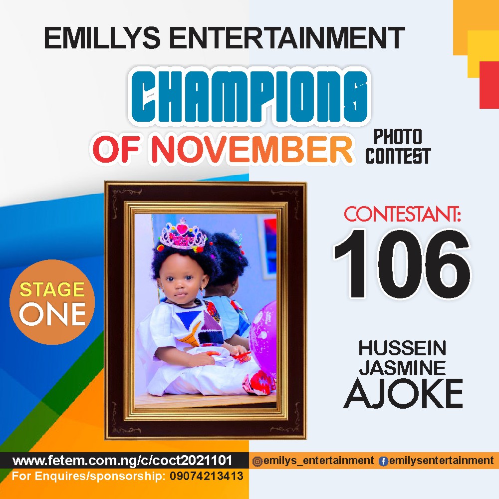 Vote HUSSEIN	JASMINE AJOKE in CHAMPION OF NOVEMBER Voting Contest @ Fetem.com.ng