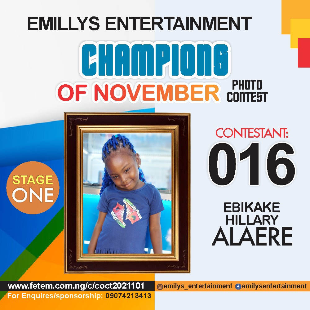 Vote EBIKAKE	HILLARY ALAERE in CHAMPION OF NOVEMBER Voting Contest @ Fetem.com.ng