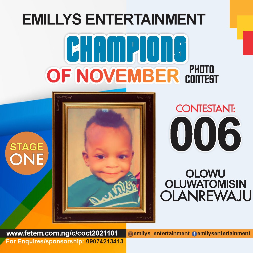 Vote OLOWU	OLUWATOMISIN OLANREWAJU in CHAMPION OF NOVEMBER Voting Contest @ Fetem.com.ng