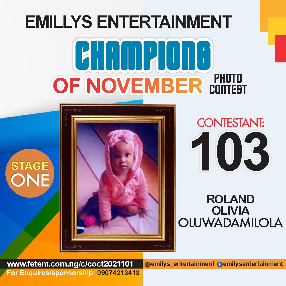 Vote ROLAND	OLIVIA OLUWADAMILOLA in CHAMPION OF NOVEMBER Voting Contest @ Fetem.com.ng