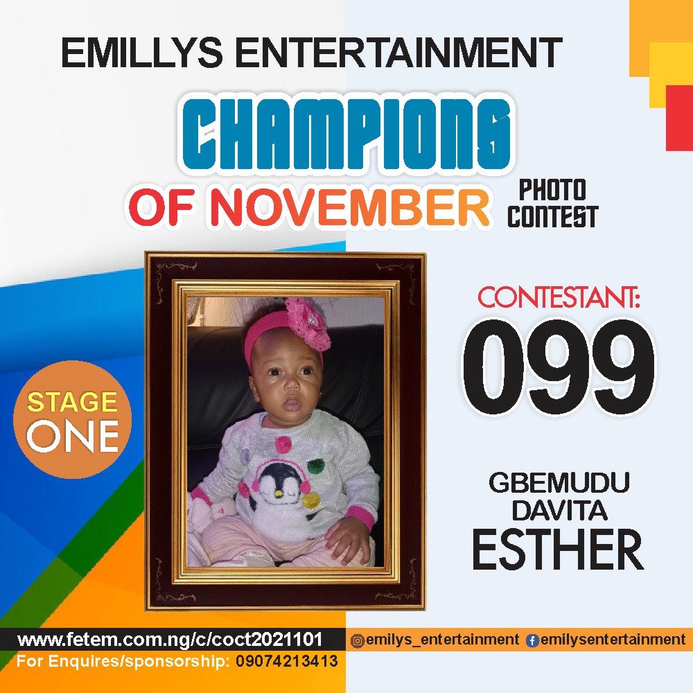 Vote GBEMUDU	DAVITA ESTHER in CHAMPION OF NOVEMBER Voting Contest @ Fetem.com.ng