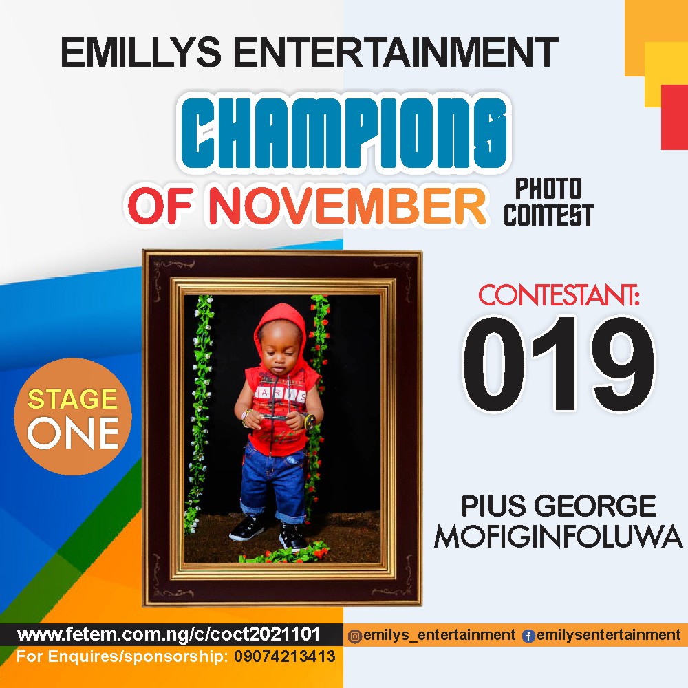 Vote PIUS	GEORGE MOFIGINFOLUWA in CHAMPION OF NOVEMBER Voting Contest @ Fetem.com.ng