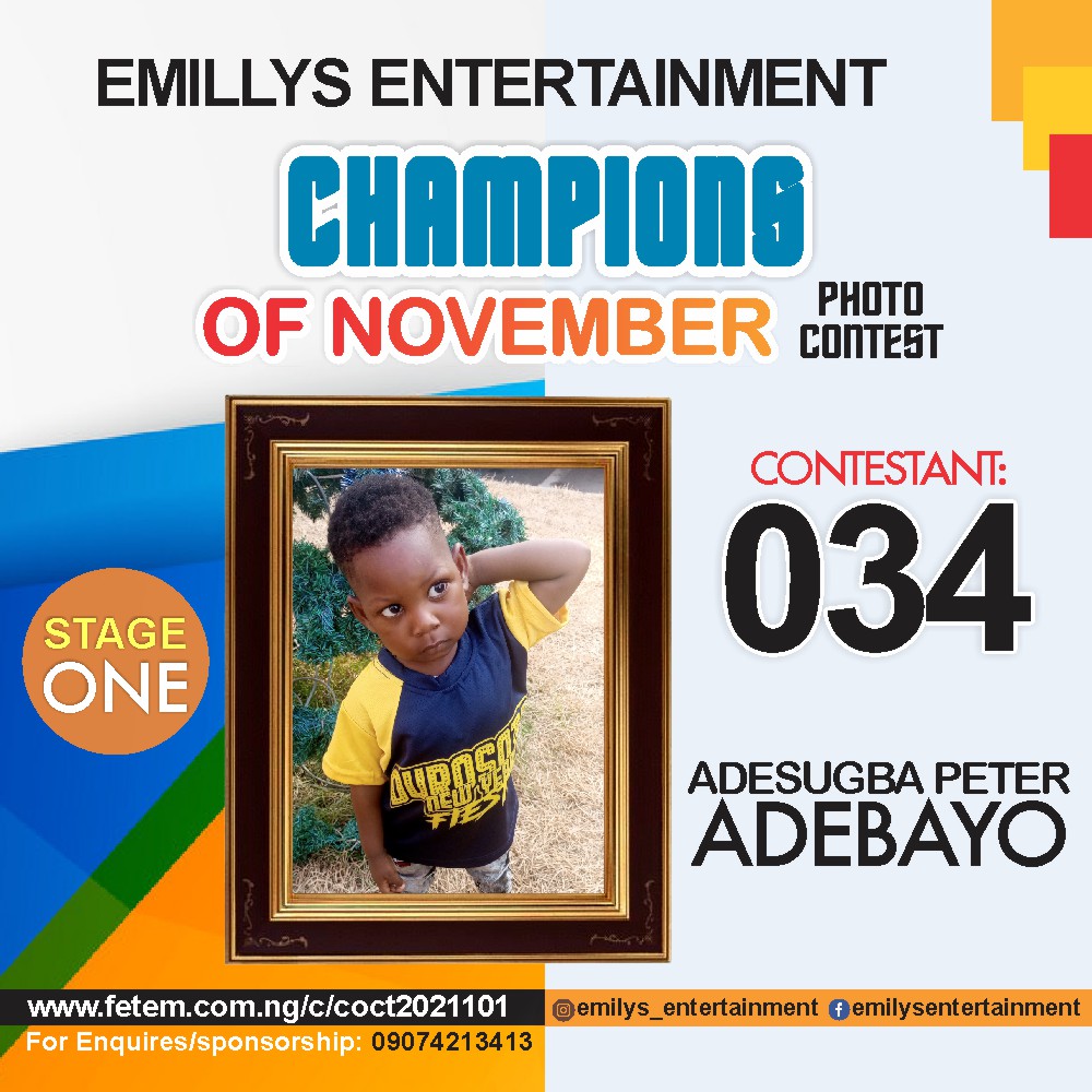 Vote ADESUGBA	PETER ADEBAYO in CHAMPION OF NOVEMBER Voting Contest @ Fetem.com.ng