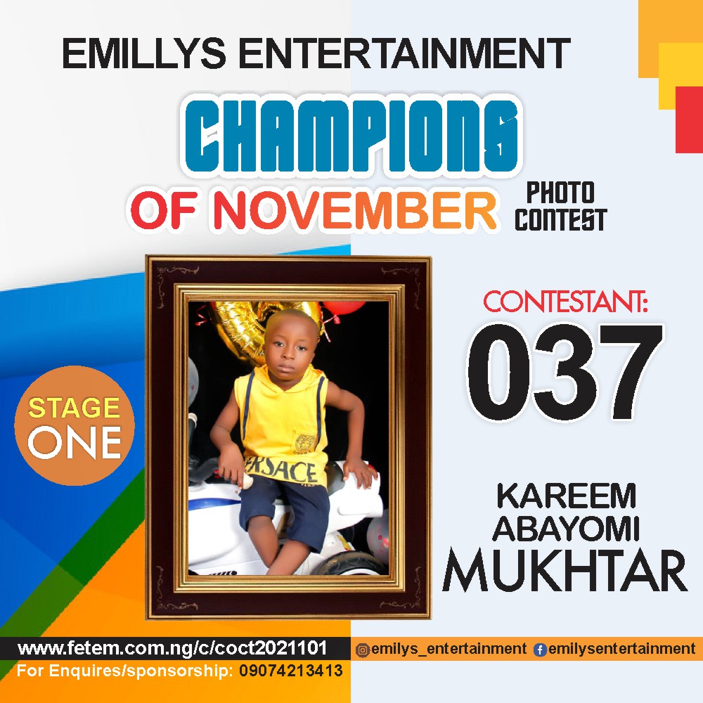 Vote KAREEM	ABAYOMI MUKHTAR in CHAMPION OF NOVEMBER Voting Contest @ Fetem.com.ng