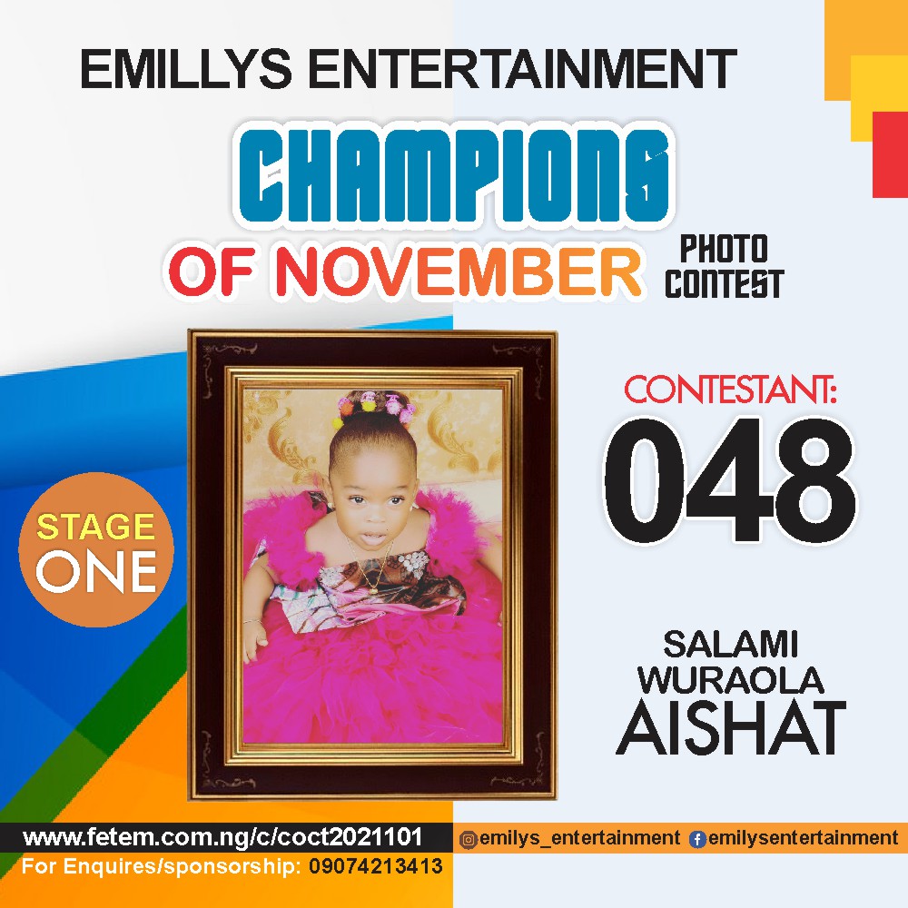 Vote SALAMI	WURAOLA AISHAT in CHAMPION OF NOVEMBER Voting Contest @ Fetem.com.ng