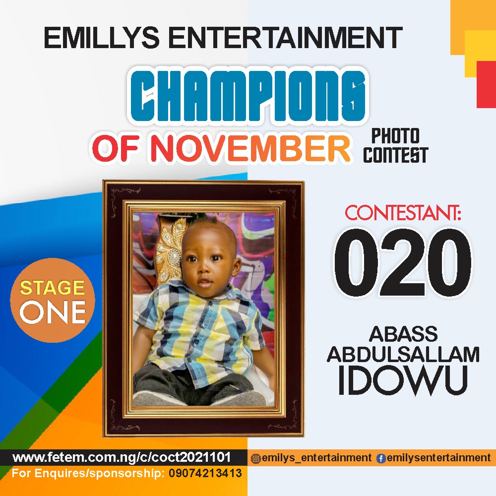 Vote ABASS	ABDULSALLAM IDOWU in CHAMPION OF NOVEMBER Voting Contest @ Fetem.com.ng