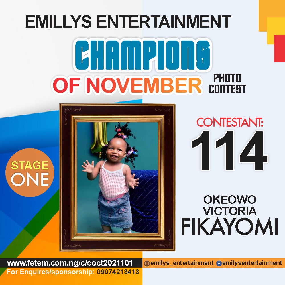 Vote OKEOWO	VICTORIA FIKAYOMI in CHAMPION OF NOVEMBER Voting Contest @ Fetem.com.ng