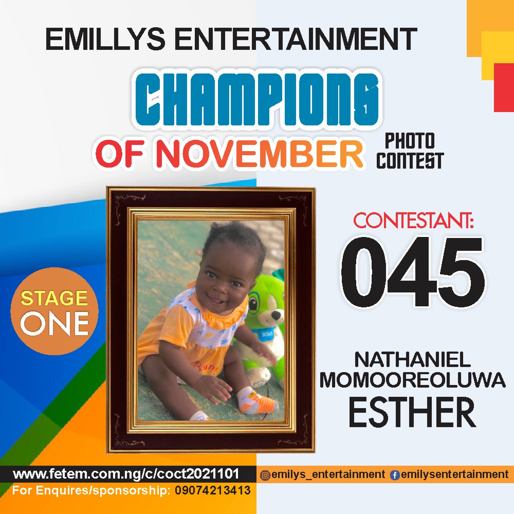 Vote NATHANIEL	MOMOOREOLUWA ESTHER in CHAMPION OF NOVEMBER Voting Contest @ Fetem.com.ng