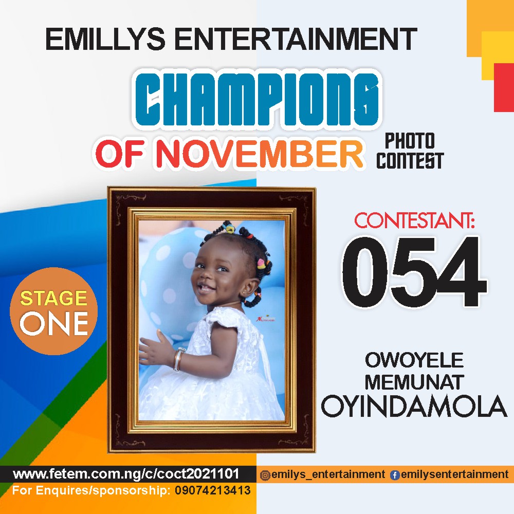 Vote OWOYELE	MEMUNAT OYINDAMOLA in CHAMPION OF NOVEMBER Voting Contest @ Fetem.com.ng