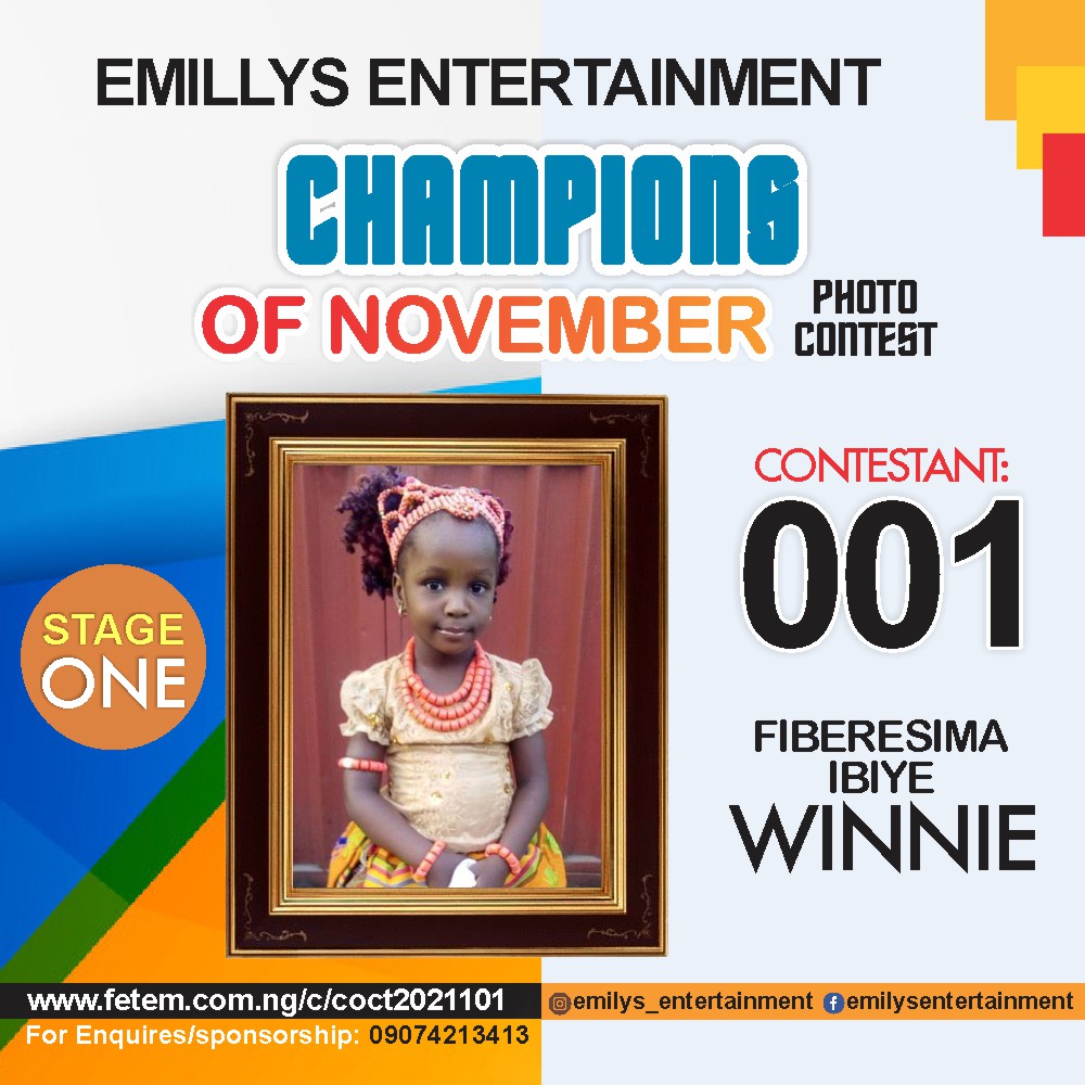 Vote FIBERESIMA	IBIYE WINNIE in CHAMPION OF NOVEMBER Voting Contest @ Fetem.com.ng