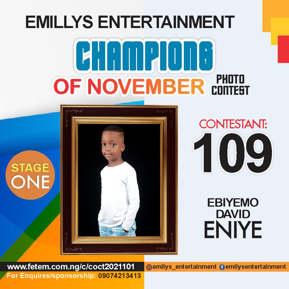 Vote EBIYEMO	DAVID ENIYE in CHAMPION OF NOVEMBER Voting Contest @ Fetem.com.ng