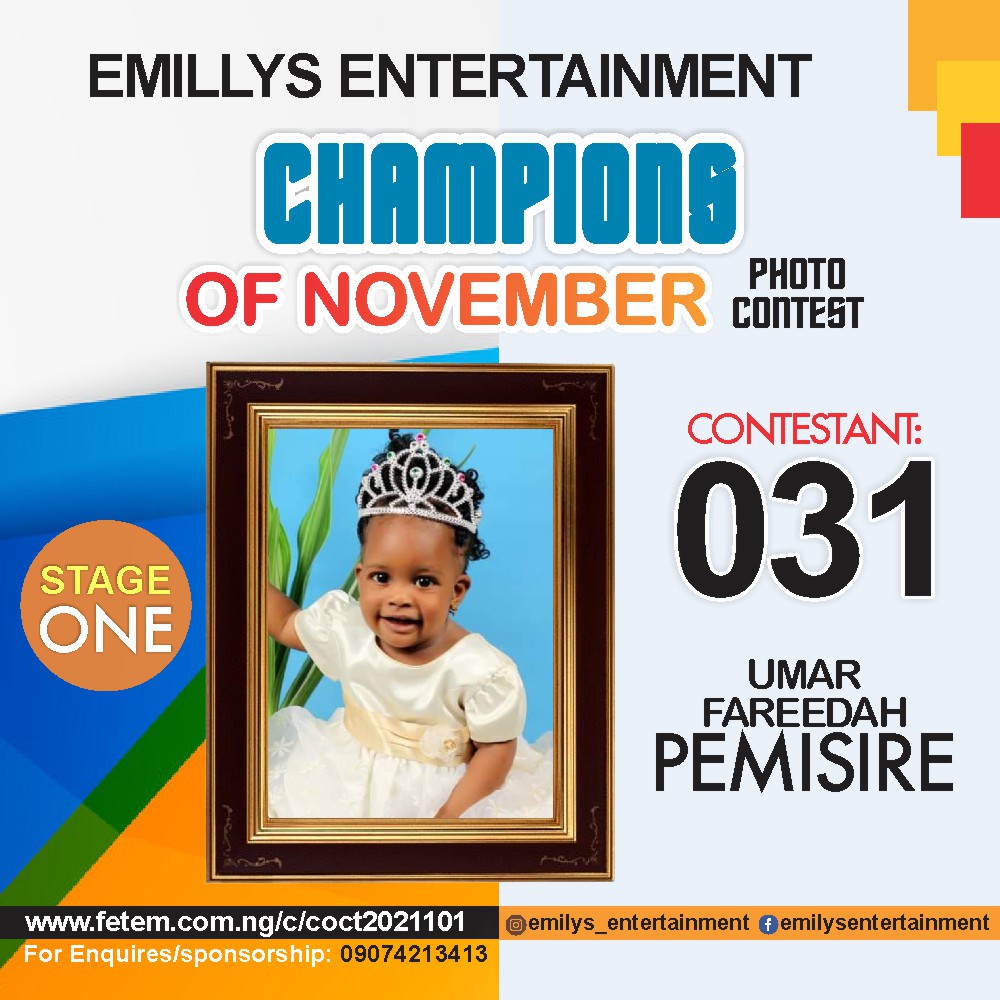 Vote UMAR	FAREEDAH PEMISIRE in CHAMPION OF NOVEMBER Voting Contest @ Fetem.com.ng