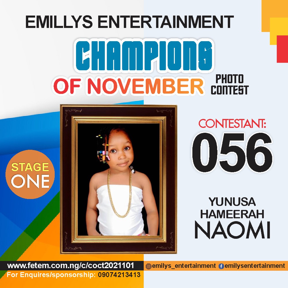 Vote YUNUSA	HAMEERAH NAOMI in CHAMPION OF NOVEMBER Voting Contest @ Fetem.com.ng