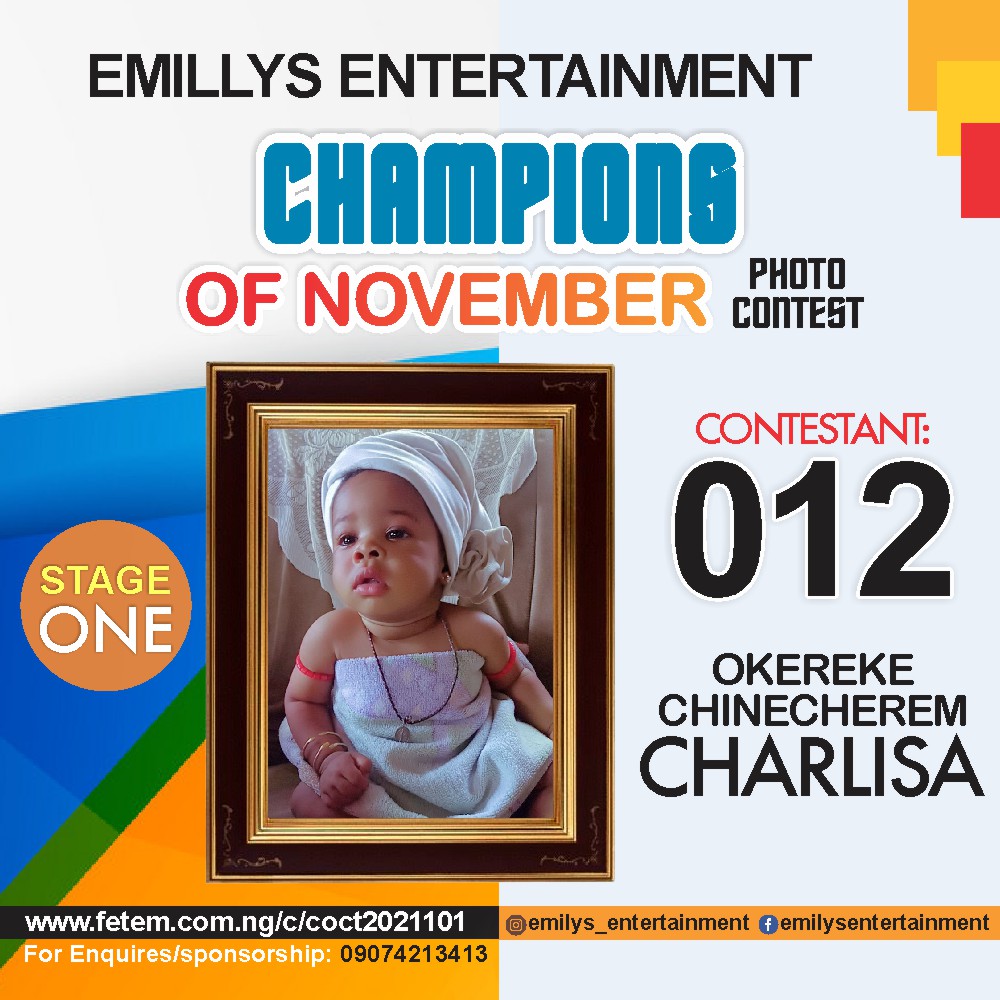 Vote OKEREKE	CHINECHEREM CHARLISA in CHAMPION OF NOVEMBER Voting Contest @ Fetem.com.ng