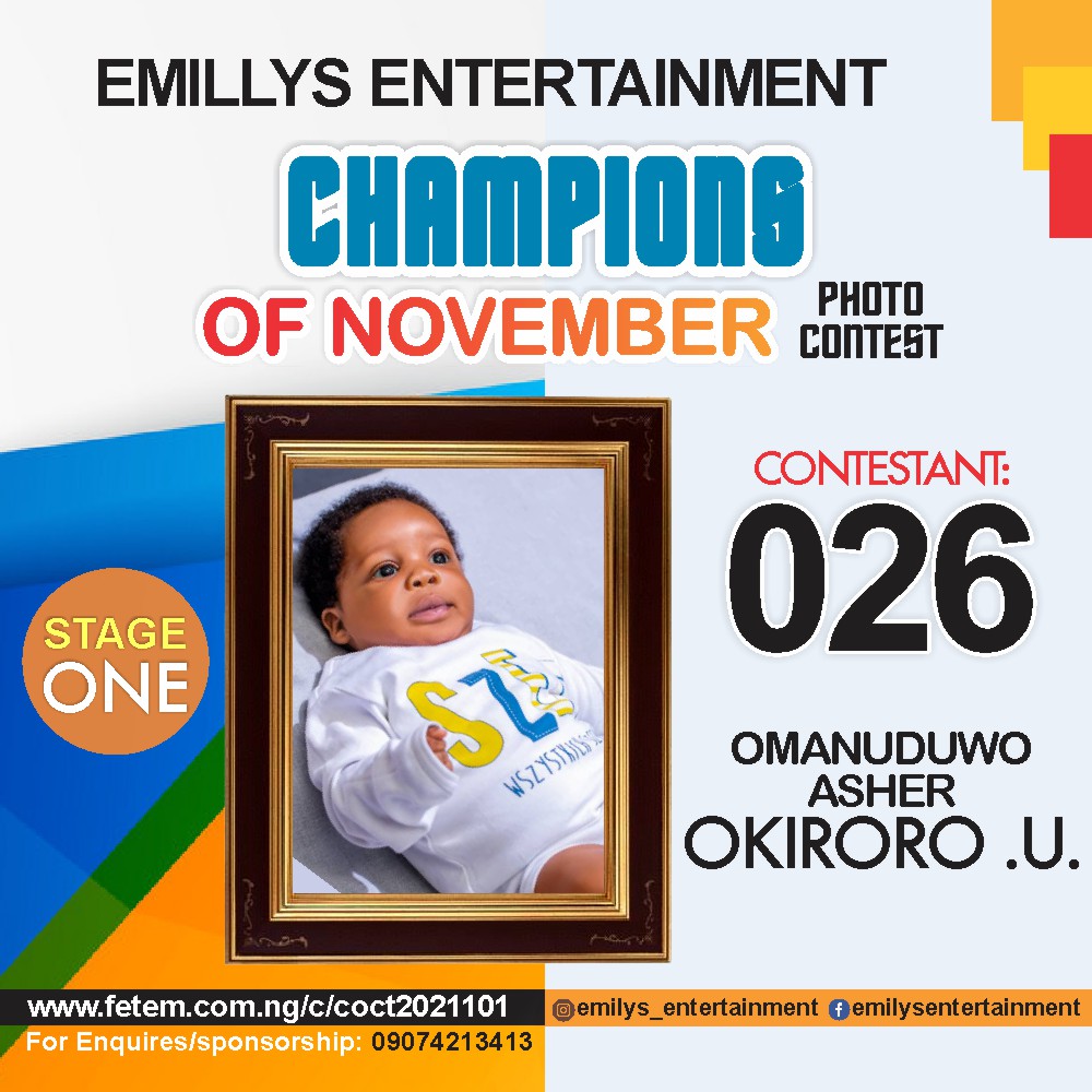 Vote OMANUDUWO	ASHER OKIRORO .U. in CHAMPION OF NOVEMBER Voting Contest @ Fetem.com.ng