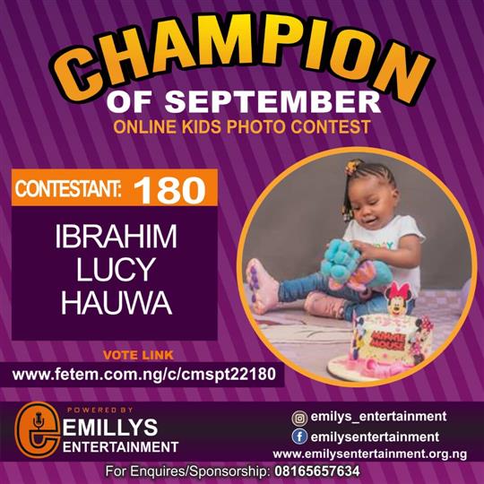 Vote IBRAHIM	LUCY HAUWA in CHAMPION OF THE MONTH SEPTEMBER Voting Contest @ Fetem.com.ng