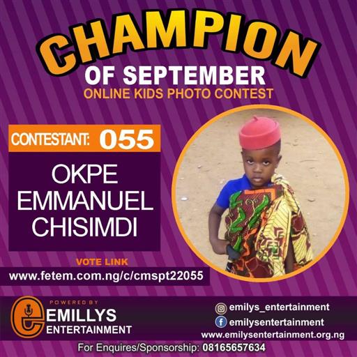 Vote OKPE	EMMANUEL CHISIMDI in CHAMPION OF THE MONTH SEPTEMBER Voting Contest @ Fetem.com.ng