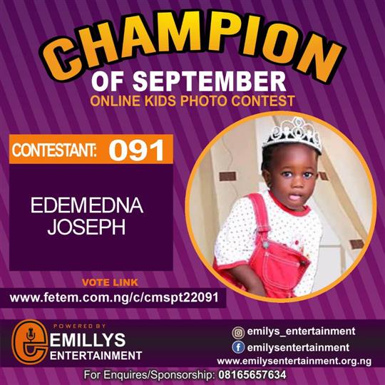 Vote EDEM	EDNA JOSEPH in CHAMPION OF THE MONTH SEPTEMBER Voting Contest @ Fetem.com.ng